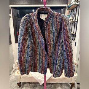 VINTAGE D. K. Gold Striped Multicolor Jacket size 18